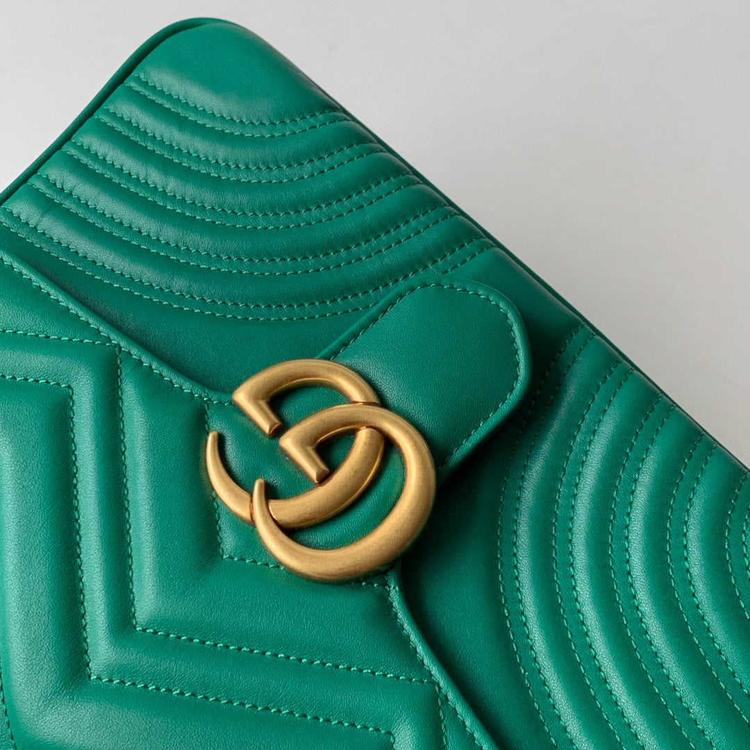 GG Marmont 26.5cm Green Calfskin Gold Hardware Amelia Amelia