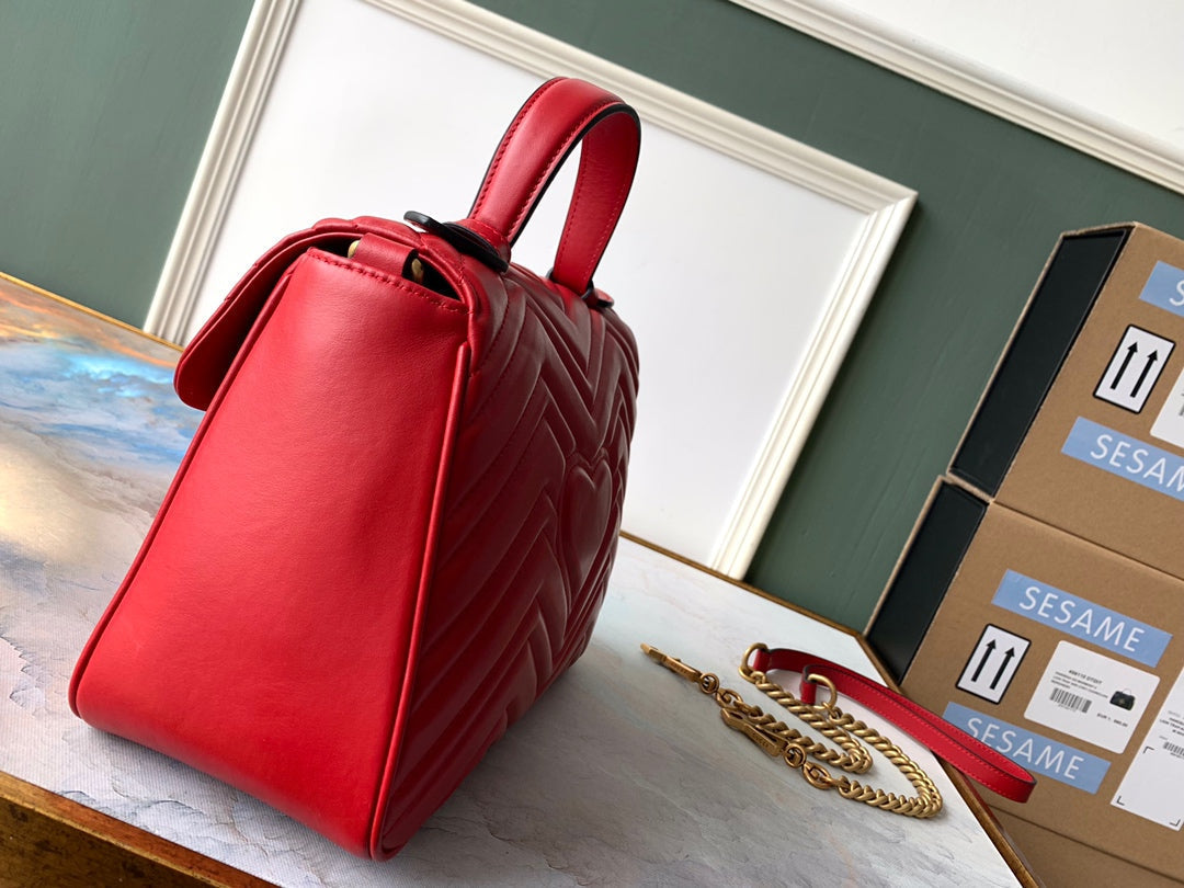 GG Marmont 26.5cm Red Calfskin Gold Hardware Amelia Amelia