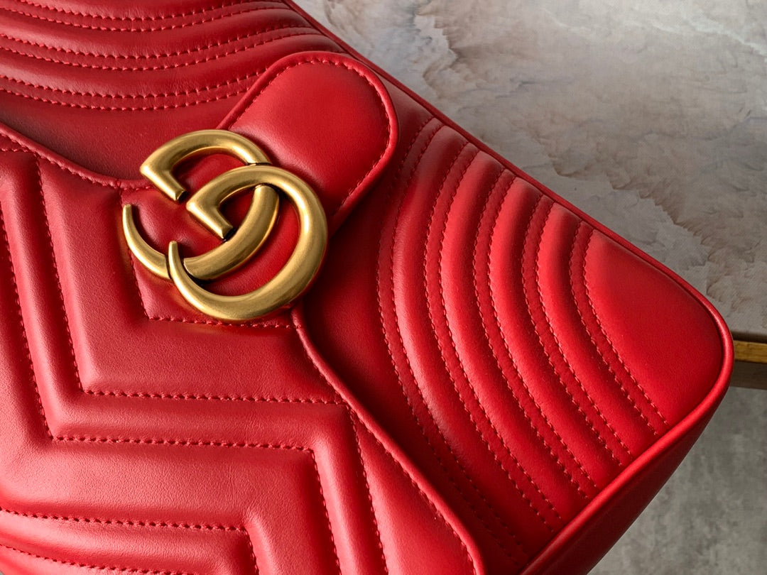 GG Marmont 26.5cm Red Calfskin Gold Hardware Amelia Amelia