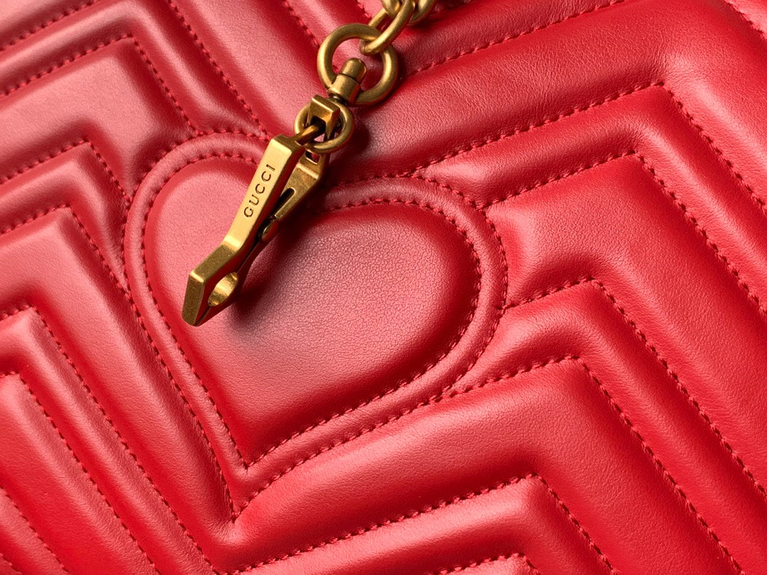 GG Marmont 26.5cm Red Calfskin Gold Hardware Amelia Amelia