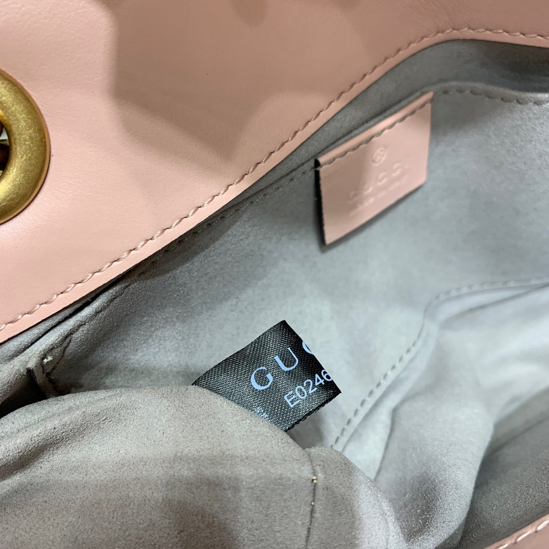 GG Marmont 22cm Pink Calfskin Gold Hardware Amelia