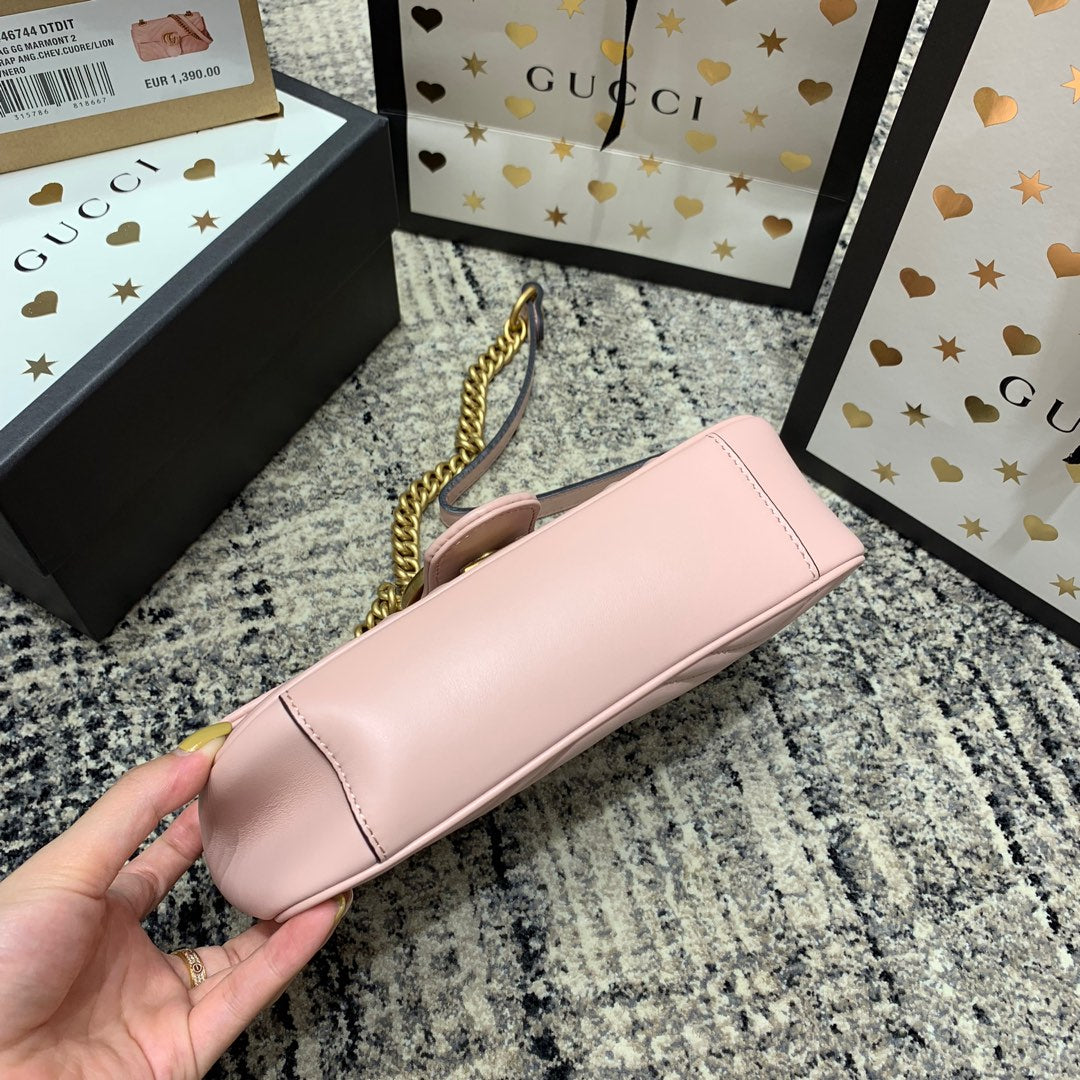 GG Marmont 22cm Pink Calfskin Gold Hardware Amelia Amelia