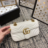 GG Marmont 22cm White Calfskin Gold Hardware Amelia