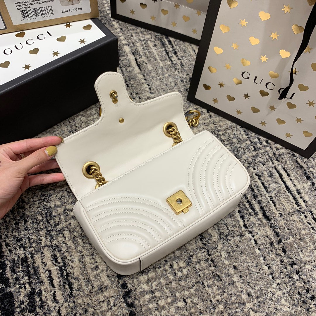 GG Marmont 22cm White Calfskin Gold Hardware Amelia Amelia
