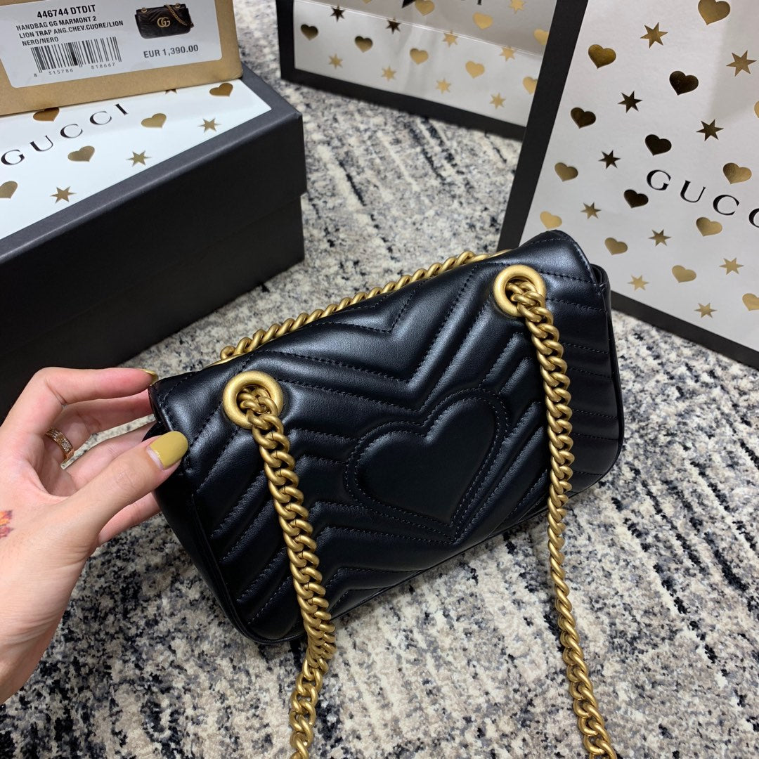 GG Marmont 22cm Black Calfskin Gold Hardware Amelia Amelia