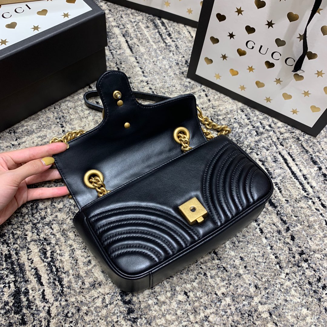 GG Marmont 22cm Black Calfskin Gold Hardware Amelia Amelia