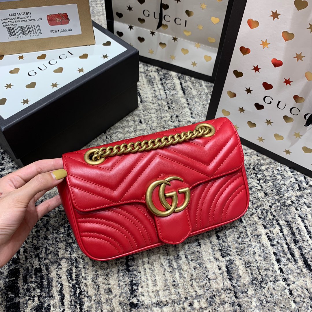GG Marmont 22cm Red Calfskin Gold Hardware Amelia Amelia
