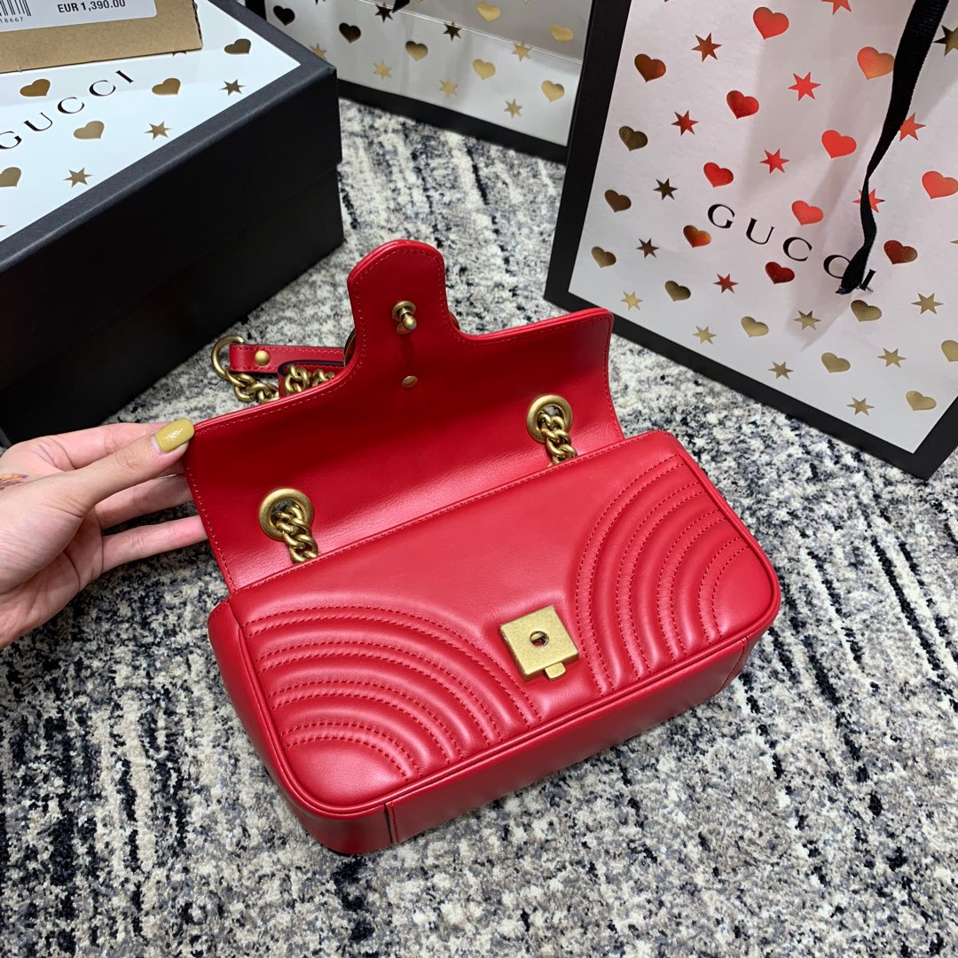 GG Marmont 22cm Red Calfskin Gold Hardware Amelia Amelia
