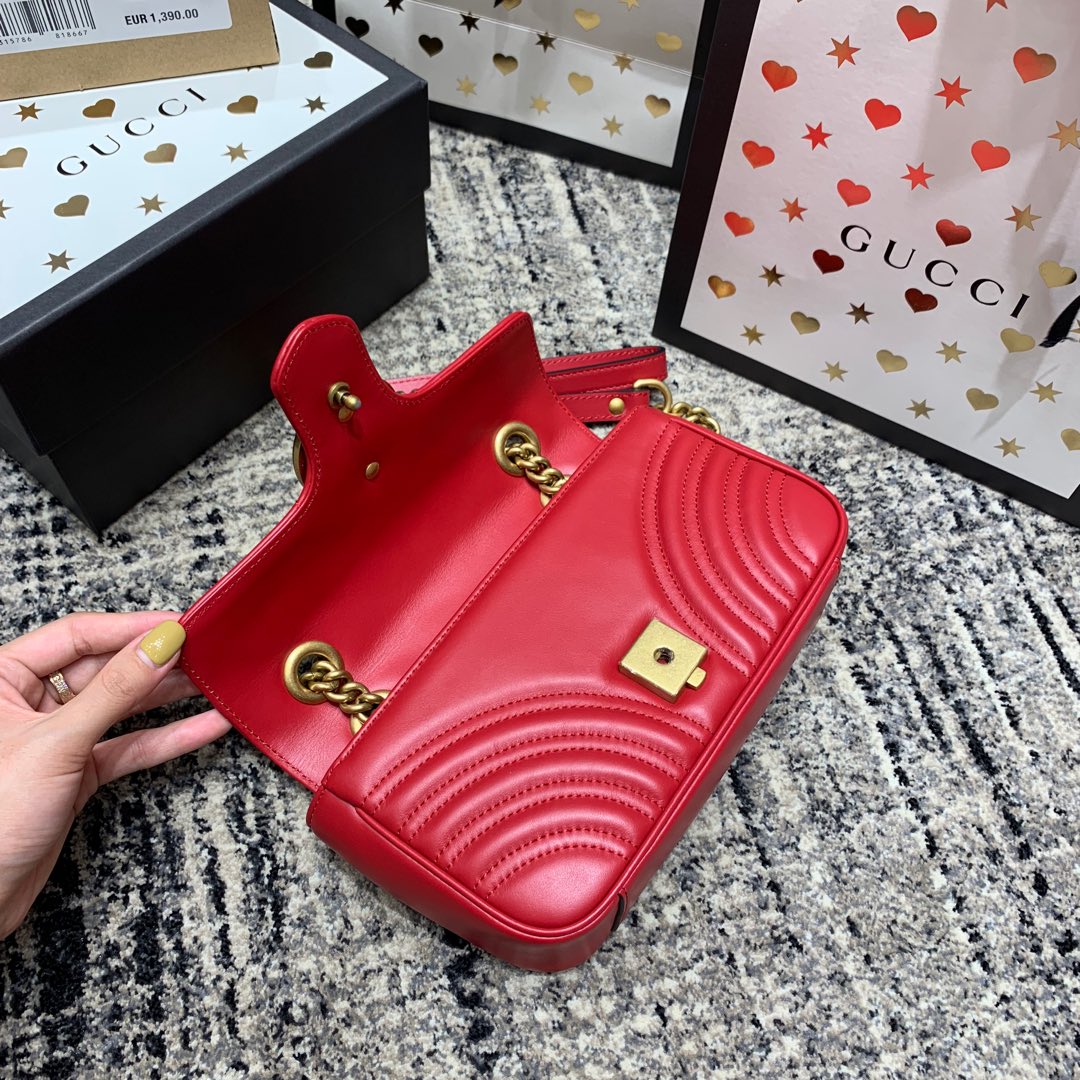 GG Marmont 22cm Red Calfskin Gold Hardware Amelia Amelia