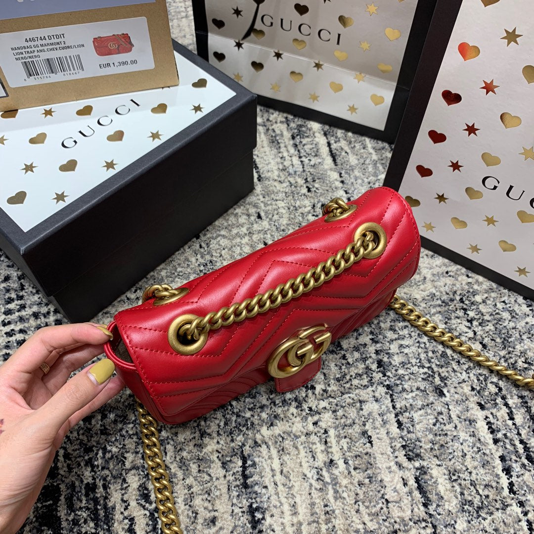 GG Marmont 22cm Red Calfskin Gold Hardware Amelia Amelia