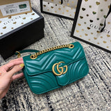 GG Marmont 22cm Turquoise Calfskin Gold Hardware Amelia Amelia