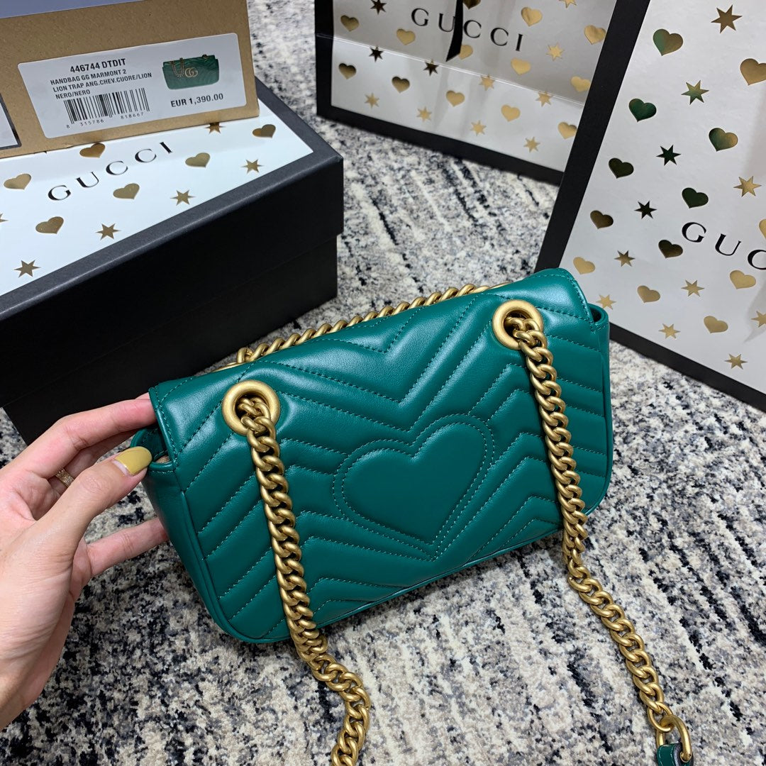 GG Marmont 22cm Turquoise Calfskin Gold Hardware Amelia Amelia