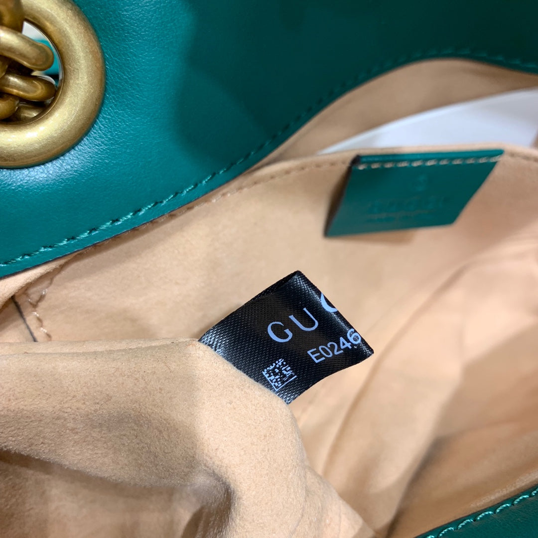 GG Marmont 22cm Turquoise Calfskin Gold Hardware Amelia