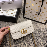 GG Marmont Mini 16.5cm White Calfskin Gold Hardware Amelia