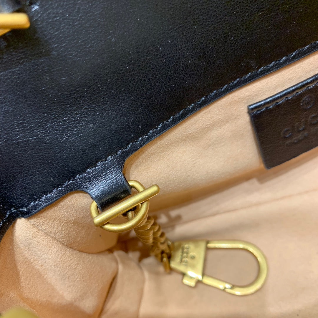 GG Marmont Mini 16.5cm Black Calfskin Gold Hardware Amelia Amelia