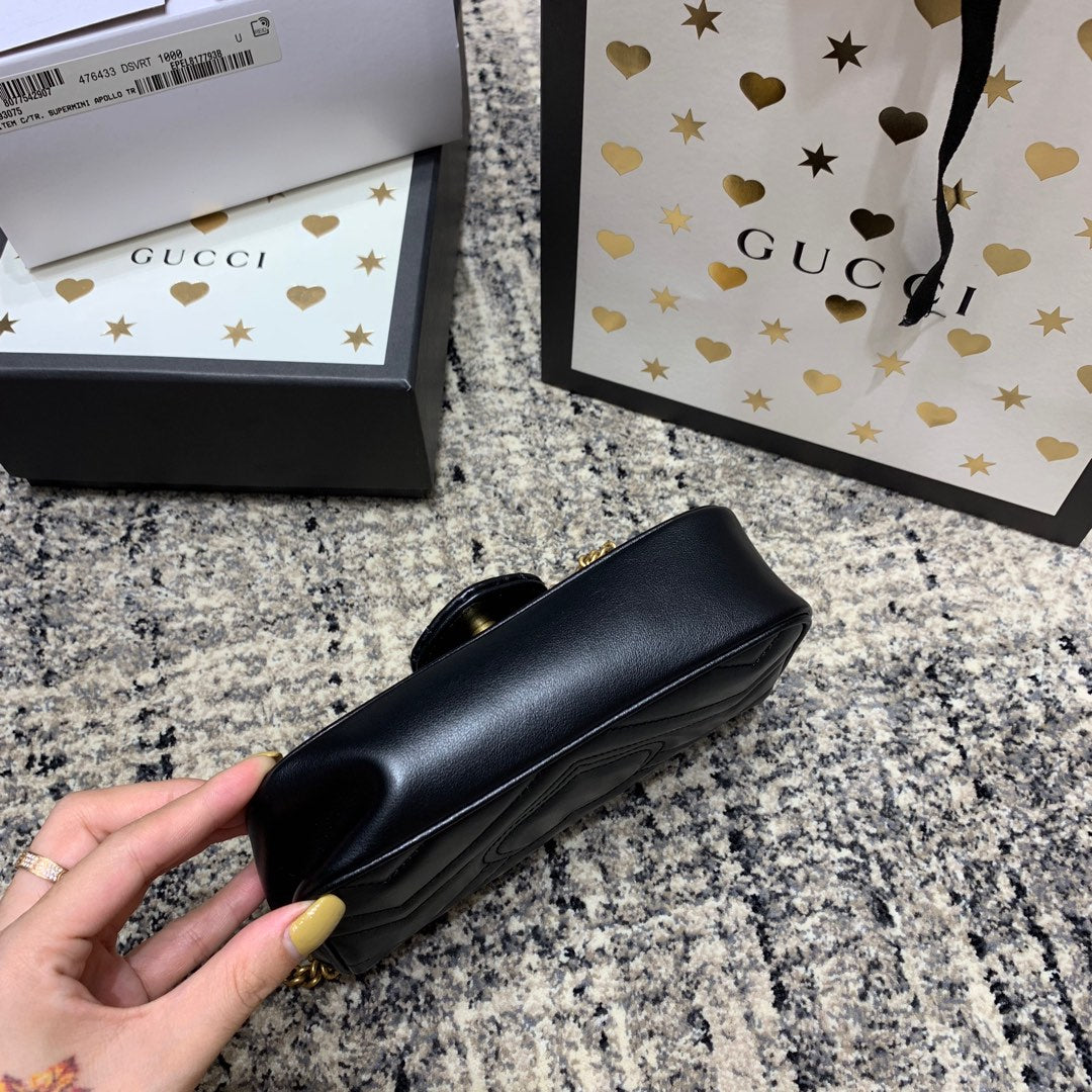 GG Marmont Mini 16.5cm Black Calfskin Gold Hardware Amelia Amelia