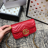 GG Marmont Mini 16.5cm Red Calfskin Gold Hardware Amelia