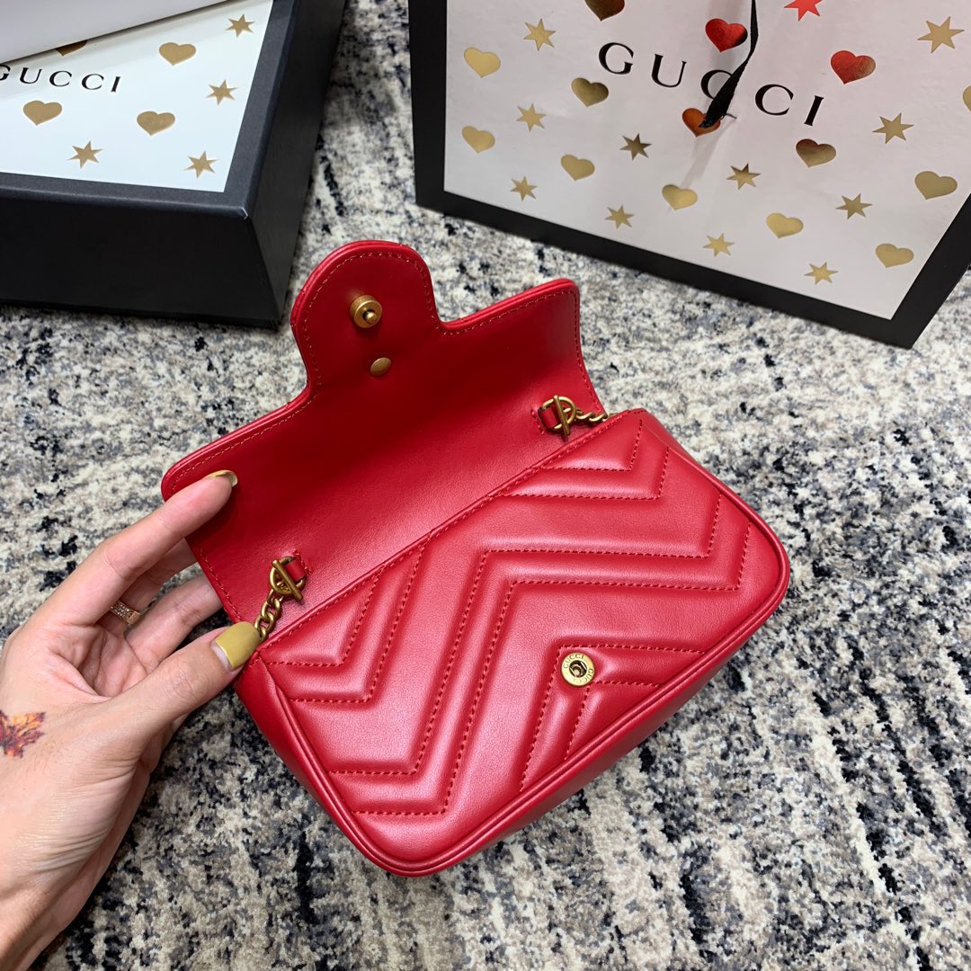 GG Marmont Mini 16.5cm Red Calfskin Gold Hardware Amelia Amelia