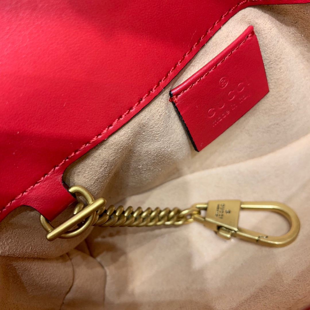 GG Marmont Mini 16.5cm Red Calfskin Gold Hardware Amelia Amelia