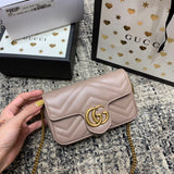 GG Marmont Mini 16.5cm Dark Beige Calfskin Gold Hardware Amelia