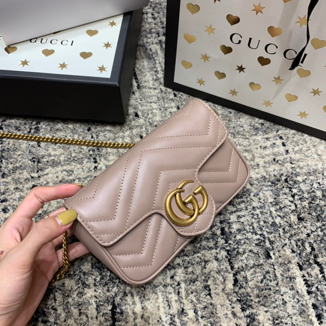 GG Marmont Mini 16.5cm Dark Beige Calfskin Gold Hardware Amelia Amelia