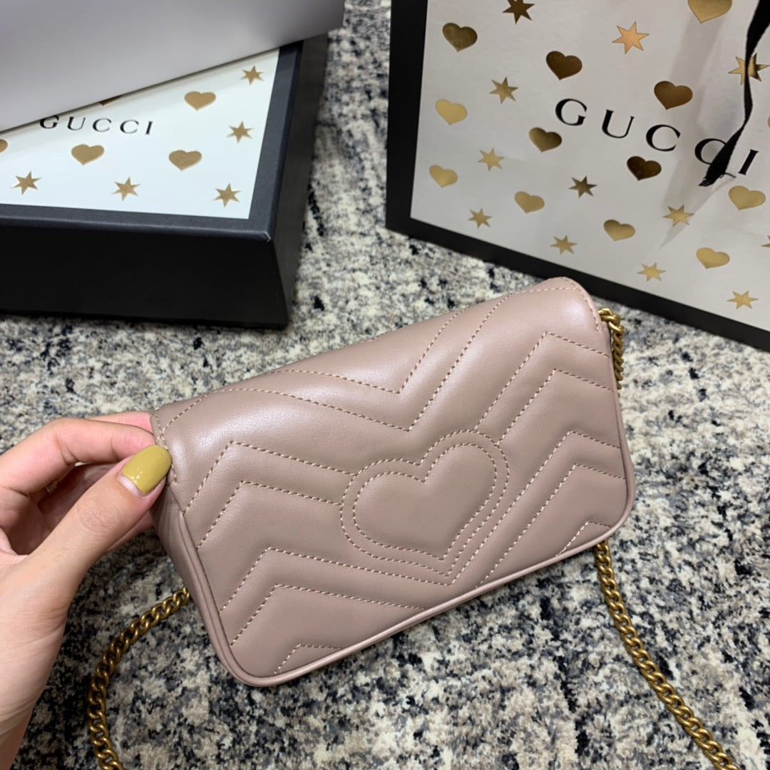 GG Marmont Mini 16.5cm Dark Beige Calfskin Gold Hardware Amelia Amelia