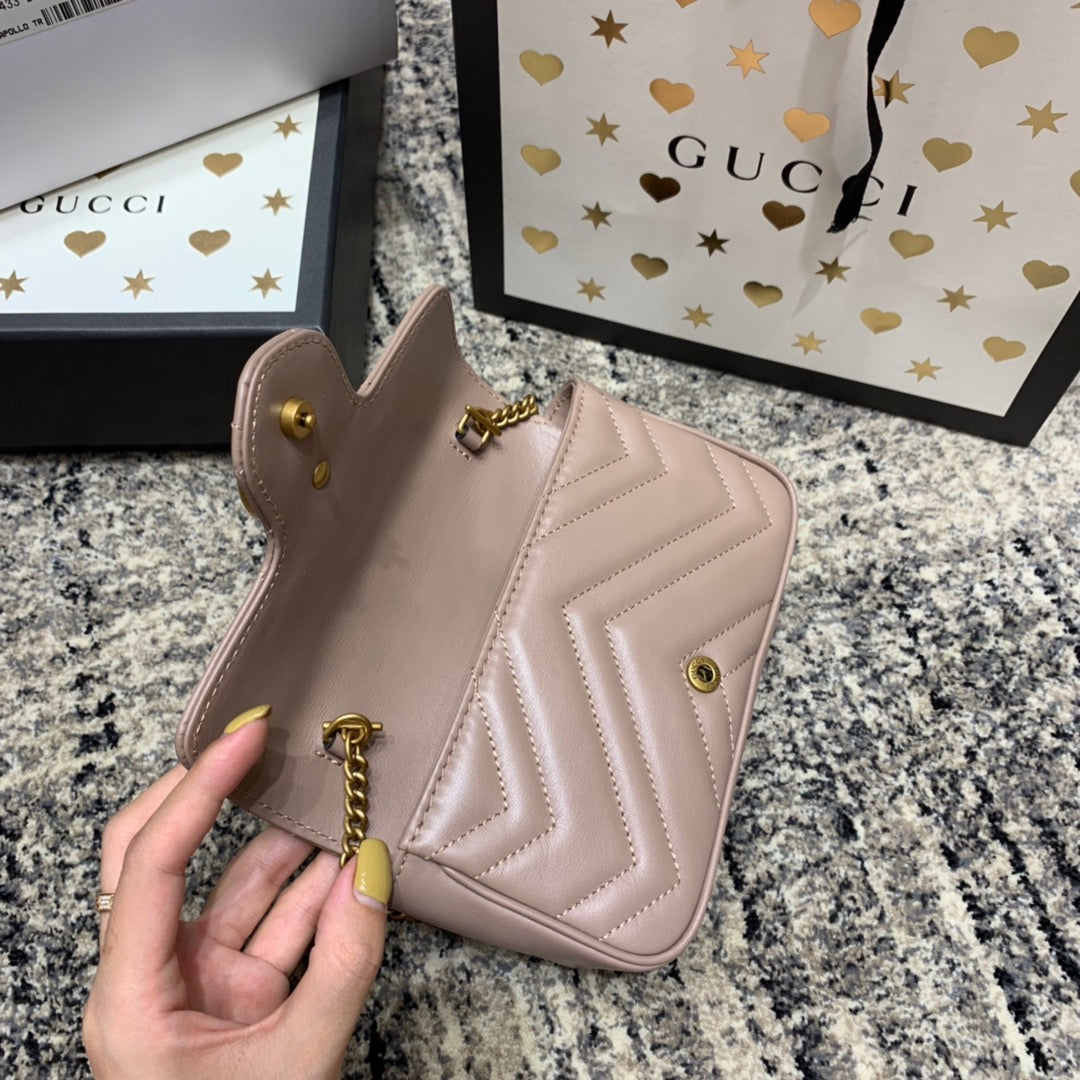GG Marmont Mini 16.5cm Dark Beige Calfskin Gold Hardware Amelia Amelia