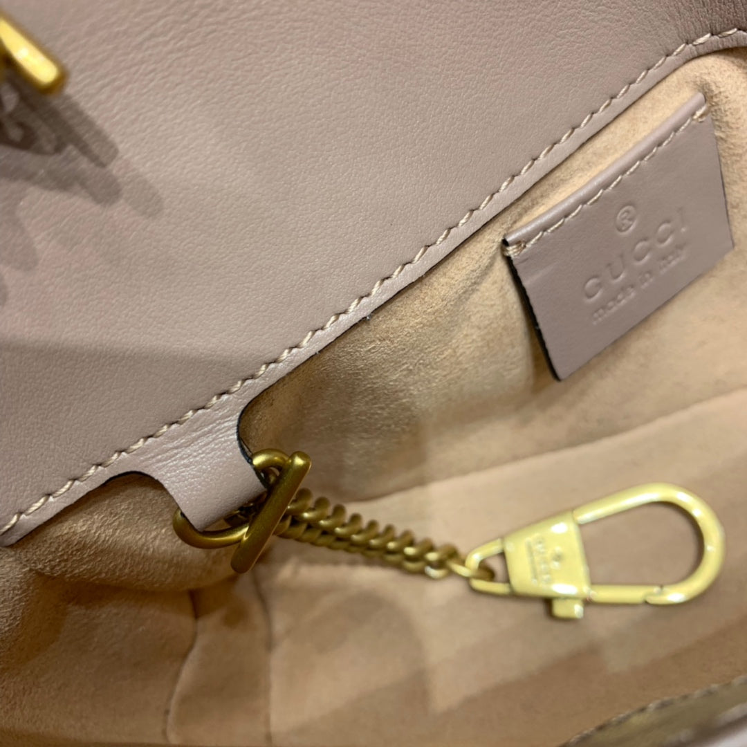 GG Marmont Mini 16.5cm Dark Beige Calfskin Gold Hardware Amelia Amelia