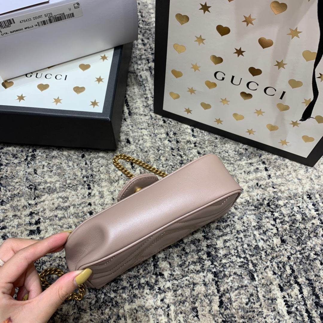GG Marmont Mini 16.5cm Dark Beige Calfskin Gold Hardware Amelia Amelia