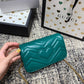 GG Marmont Mini 16.5cm Turquoise Calfskin Gold Hardware Amelia