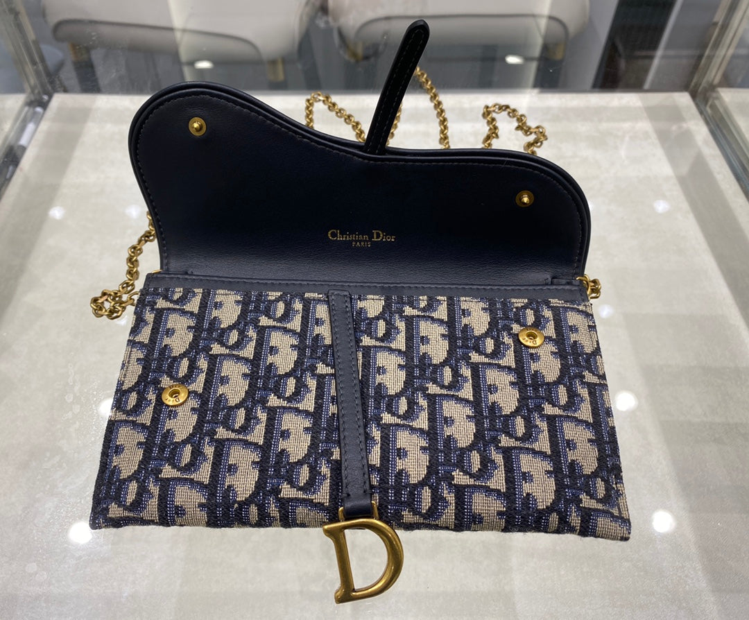 CD Saddle WOC 19cm Blue Obique Embroidery Amelia