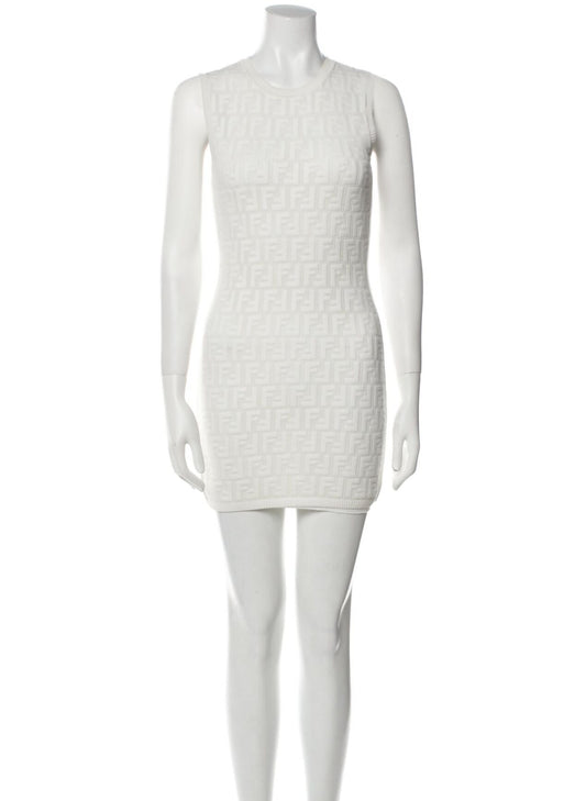 FENDI JACQUARD STRETCHY MINI DRESS