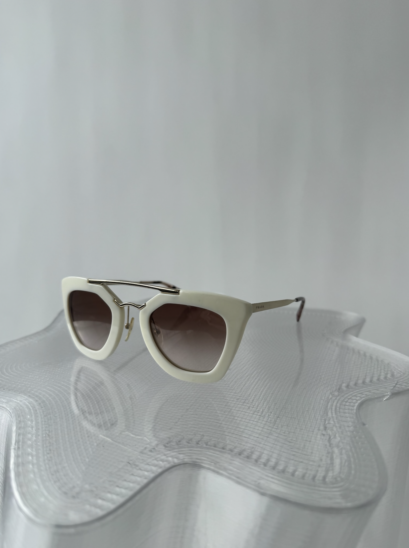 Prada Gold/White Gradient SPR 09Q Cat Eye Sunglasses