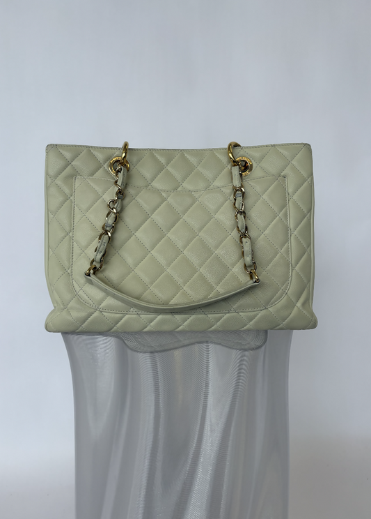 Chanel Pelle Beige Caviar Shopper Tote