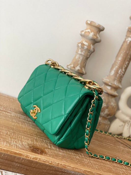 CHL -  Classic Diamond Flap Bag Green For Women Bags 9.1in/23cm