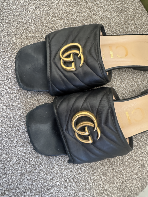 Gucci Double G Leather Slide Sandals