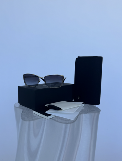 Chanel Rectangular Metal Sunglasses - FULL SET