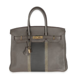 Hermes Birkin 35 Étain Clemence Graphite Gris Fonce Lizard Club