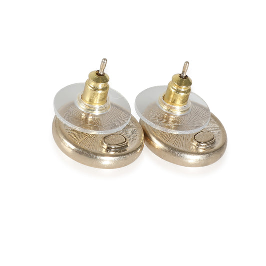 Chanel Round CC Earrings with Strass Gold Plated