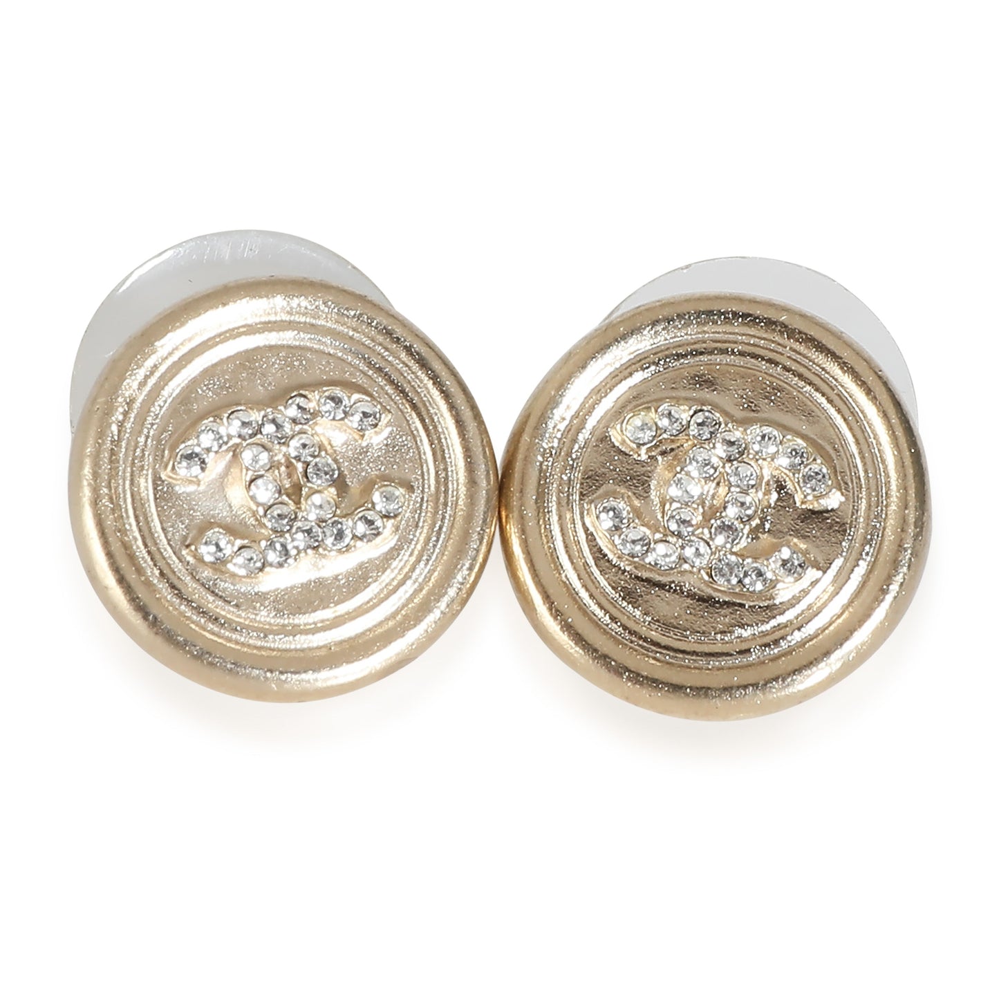 Chanel Round CC Earrings with Strass Gold Plated