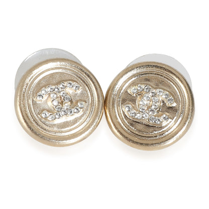 Chanel Round CC Earrings with Strass Gold Plated