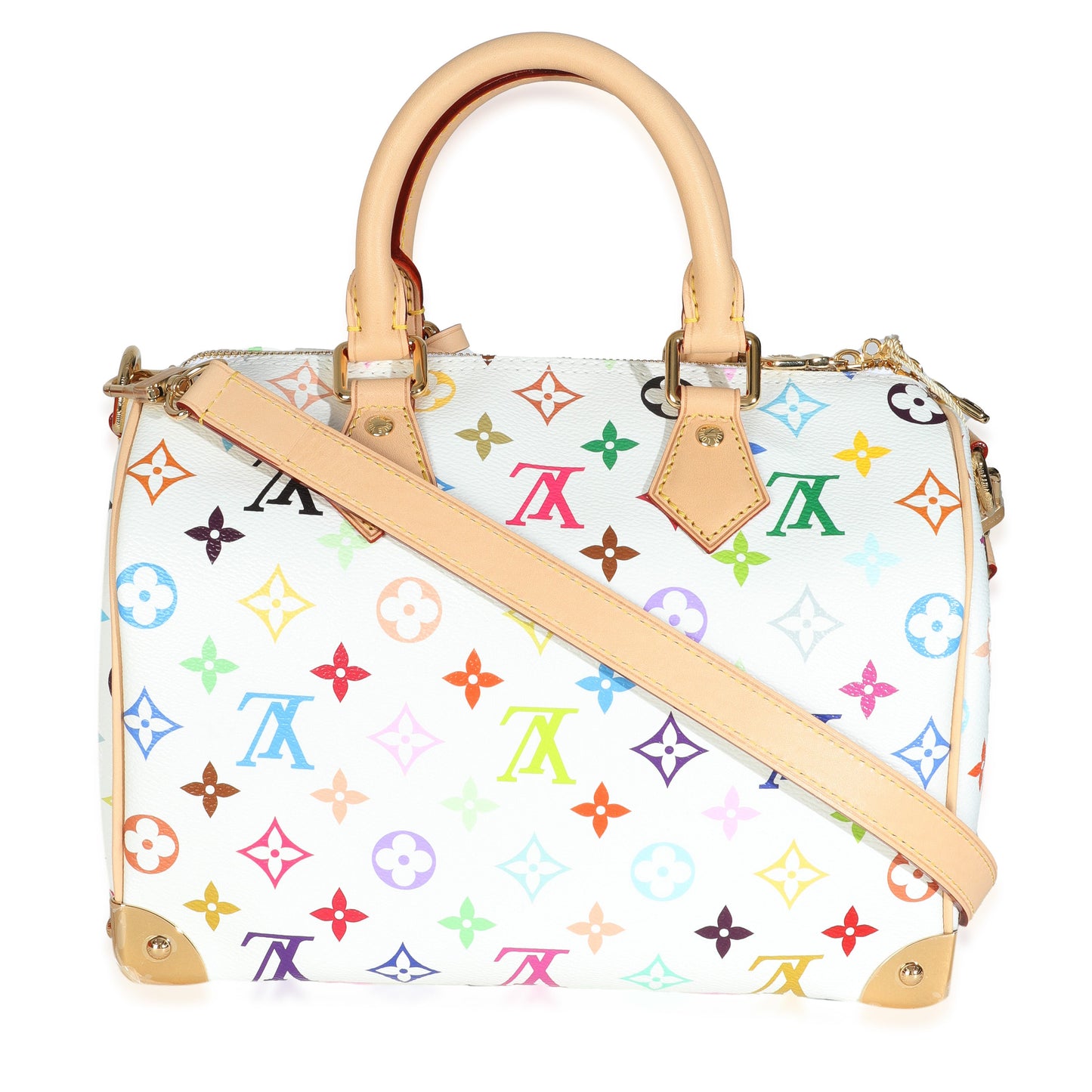 Louis Vuitton x TM Monogram White Multicolor Canvas Speedy Bandouliere 25