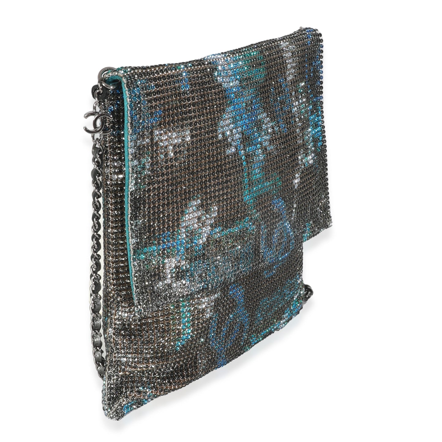 Chanel Silver Blue Graffiti CC Chainmail Flap Bag