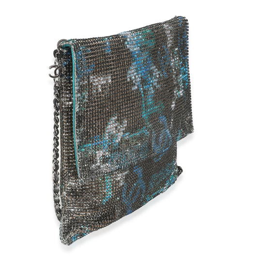 Chanel Silver Blue Graffiti CC Chainmail Flap Bag
