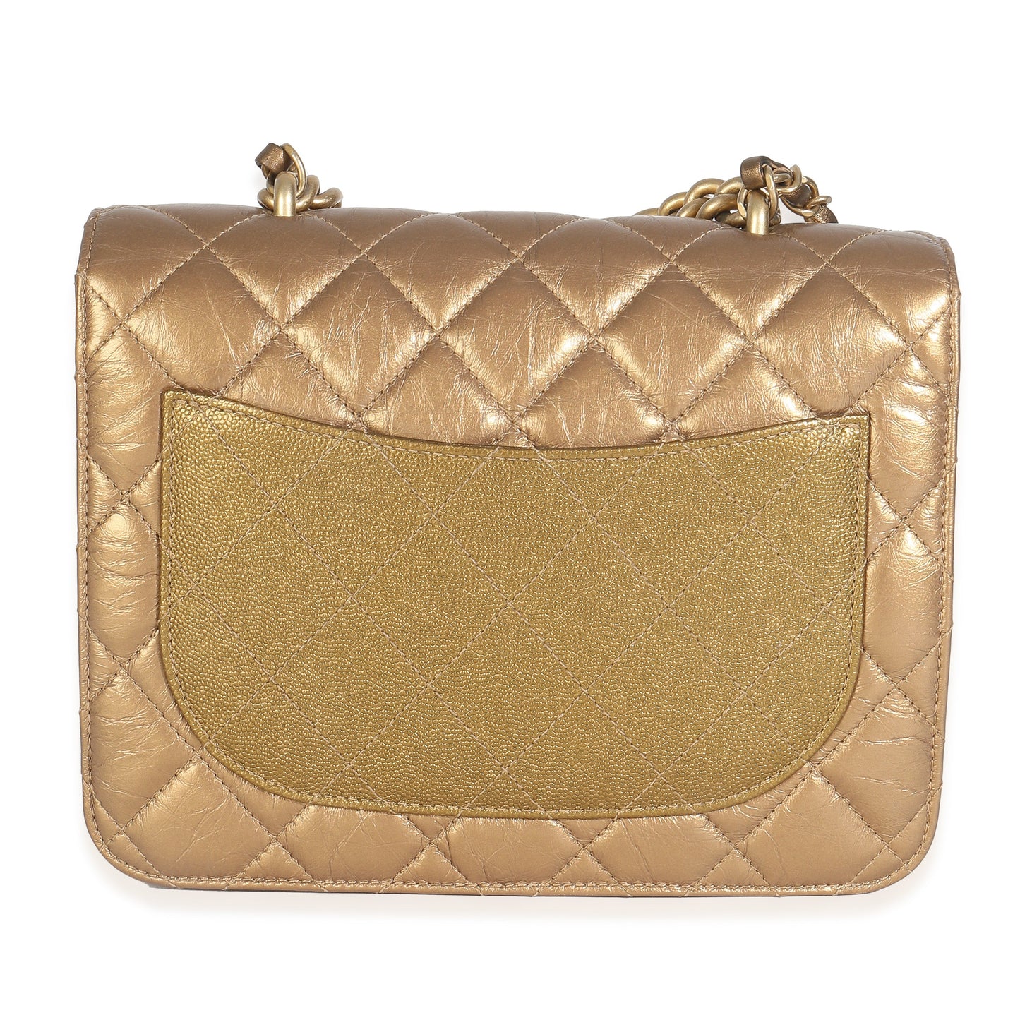 Chanel Bronze Metallic Lambskin Caviar Quilted Chain Handle Flap Handbag