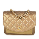 Chanel Bronze Metallic Lambskin Caviar Quilted Chain Handle Flap Handbag