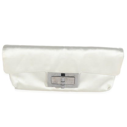 Chanel Grey Satin Silk Reissue Foldover XL Clutch