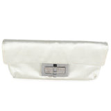 Chanel Grey Satin Silk Reissue Foldover XL Clutch
