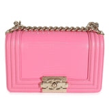 Chanel Pink Lambskin Lizard Small Boy Bag