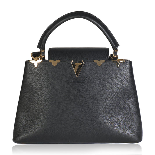 Louis Vuitton Black Taurillon Flower Crown Capucines MM